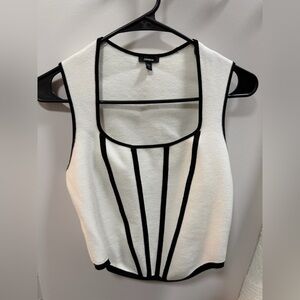Express Women's Corset Top in White with Black Trim